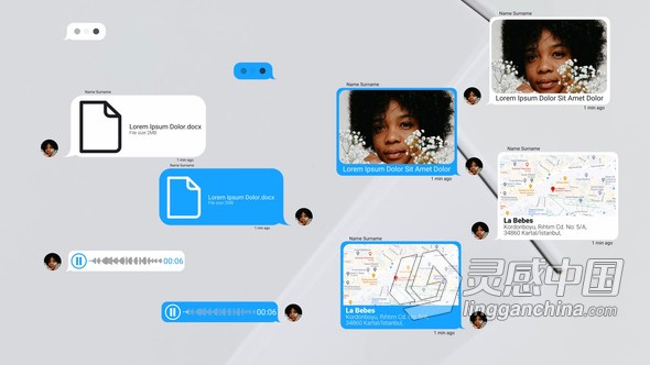达芬奇模板-逼真文本对话工具有趣创意聊天对话语音短信消息气泡 Text Messages KIT  灵感中国网 www.lingganchina.com