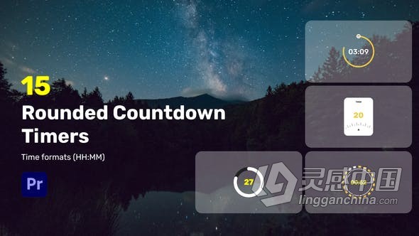 PR模板 15种设计圆形倒数计时器运动锻炼计时时间动画视频 Rounded Countdown Timers for Premiere Pro  灵感中国网 www.lingganchina.com