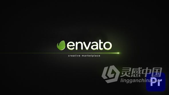 PR模板-下划线标志动画黑色背景灯光下划线条科技公司LOGO片头 Underlined - Logo Reveal Premiere Pro  灵感中国网 www.lingganchina.com