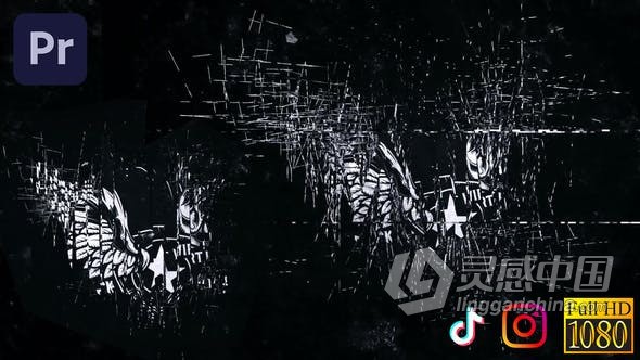 零乱线条标志Grunge Logo Reveal神秘紧张感PR模板片头动画 Dark Glitch - Grunge Logo Reveal Premiere  灵感中国网 www.lingganchina.com