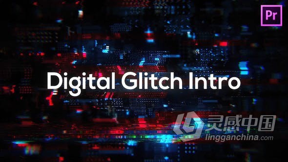 PR模板-通用高科技数字企业故障介绍科技片头 Glitch Technology Intro for Premiere Pro  灵感中国网 www.lingganchina.com