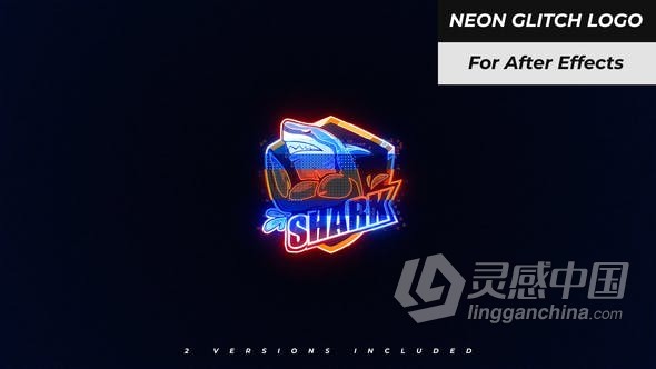 AE模板-霓虹灯故障标志 Neon Glitch Logo  灵感中国网 www.lingganchina.com