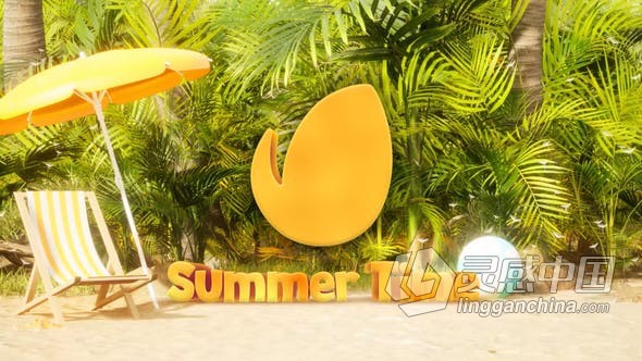 AE模板-热情夏季3D明亮标志文本动画 Summer Logo  灵感中国网 www.lingganchina.com