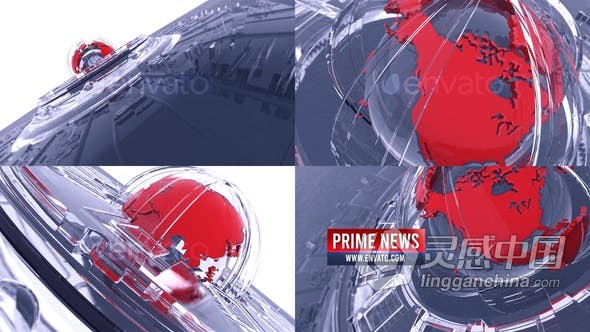 AE模板-三维科技感地球动画设计新闻频道片头 Broadcast Prime News Opener  灵感中国网 www.lingganchina.com