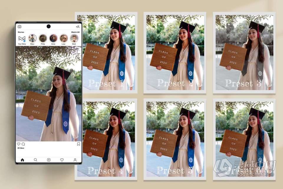 校园毕业照摄影后期调色LR预设及LUT预设 Graduation Lightroom Presets  灵感中国网 www.lingganchina.com