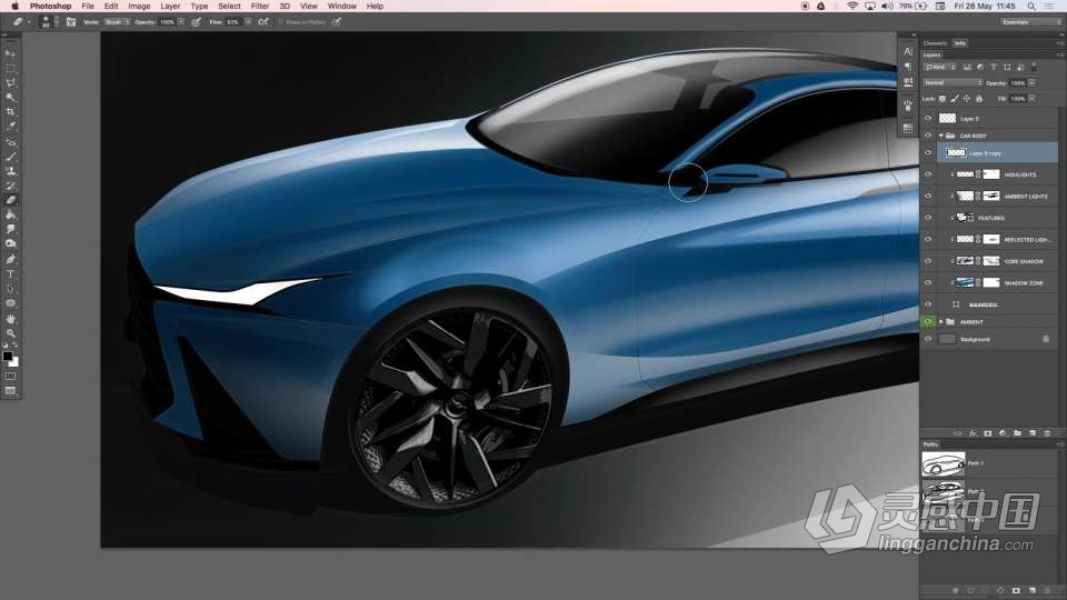 Photoshop汽车造型概念设计实例制作视频教程  灵感中国网 www.lingganchina.com