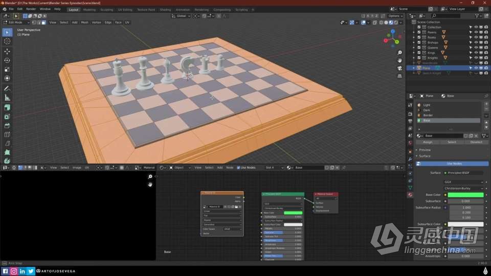 Blender国际象棋与棋盘完整实例制作视频教程  灵感中国网 www.lingganchina.com