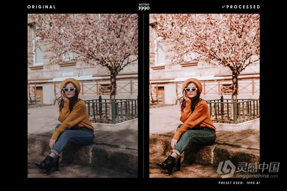 90年代复古胶片人像lr预设 1990 Retro - Actions &amp; Presets  灵感中国网 www.lingganchina.com