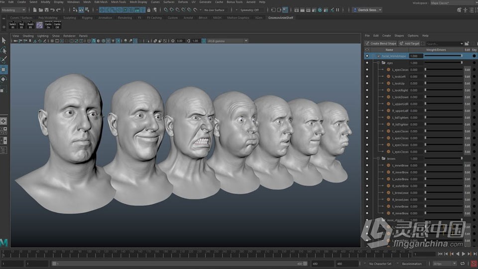 Maya角色面部表情造型复杂运动动画频教程  灵感中国网 www.lingganchina.com