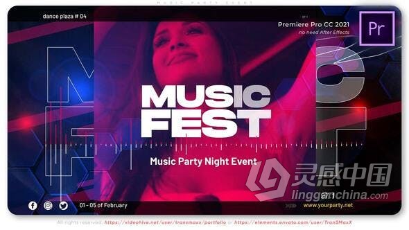 PR模板 - 音乐节活动潮流炫酷夜店派对商业广告开场视频 Music Party Event  灵感中国网 www.lingganchina.com