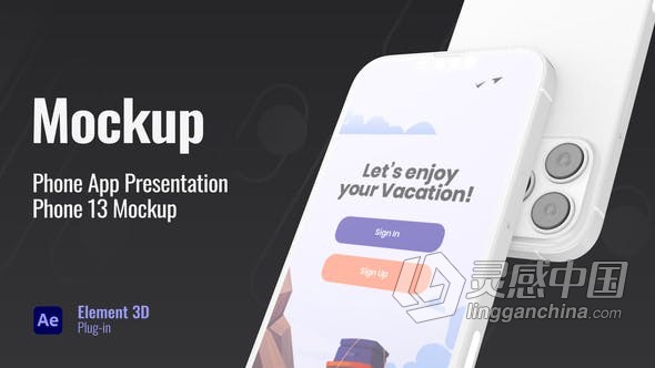 AE模板-3D场景 iPhone 13 Pro 移动应用手机模型网络演示数字营销网站广告工程文件下载  灵感中国网 www.lingganchina.com