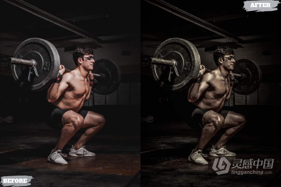 黑暗电影健身人像后期调色LR预设 Dark Fitness Lightroom Presets  灵感中国网 www.lingganchina.com