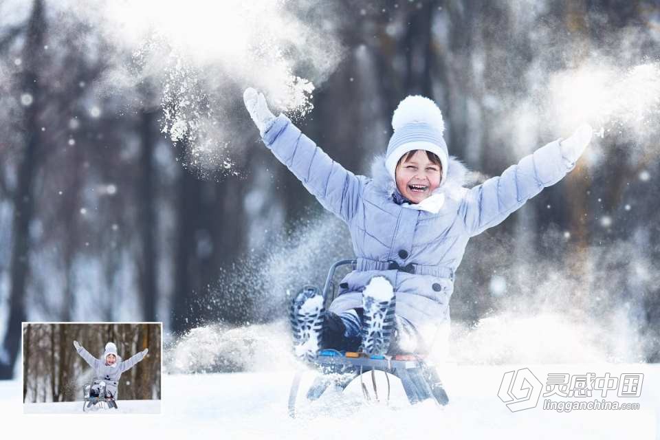 【PS笔刷】25款冬天下雪雪花雪景冰柱PS笔刷 25 Snow Brushes for Photoshop  灵感中国网 www.lingganchina.com