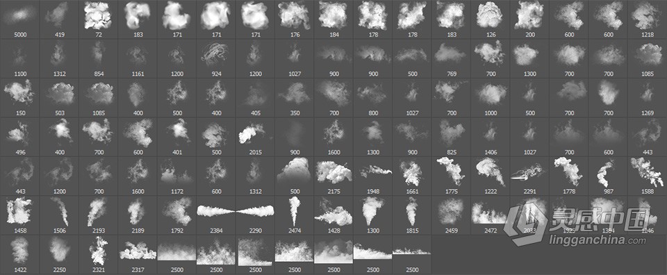 【PS笔刷】113款高端蒸气烟雾缭绕效果PS笔刷  灵感中国网 www.lingganchina.com