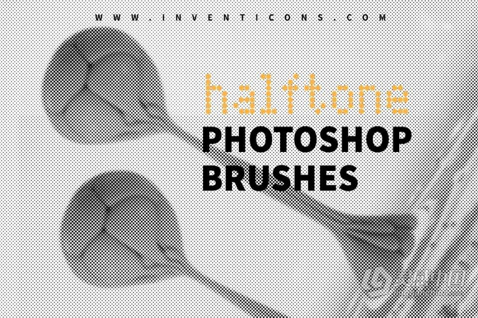 【PS笔刷】60款半色调效果PS笔刷 halftone photoshop brushes  灵感中国网 www.lingganchina.com