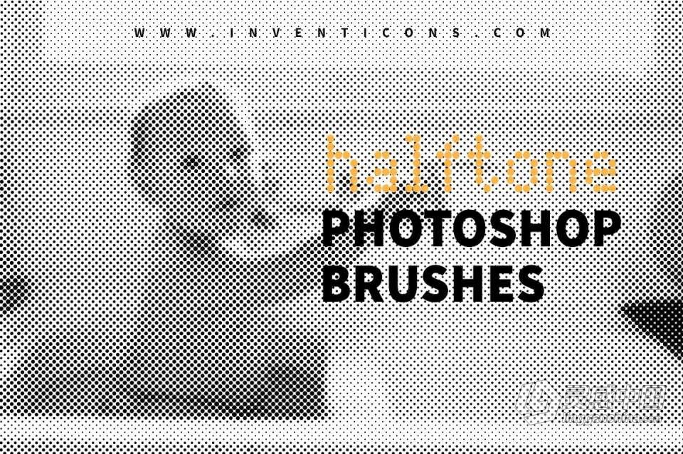 【PS笔刷】60款半色调效果PS笔刷 halftone photoshop brushes  灵感中国网 www.lingganchina.com