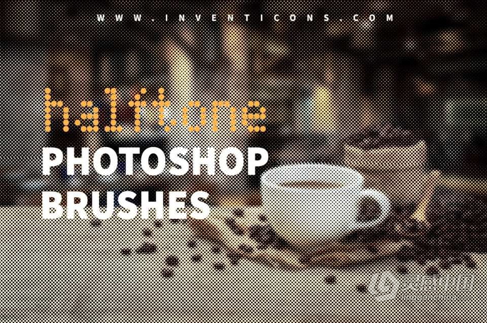 【PS笔刷】60款半色调效果PS笔刷 halftone photoshop brushes  灵感中国网 www.lingganchina.com