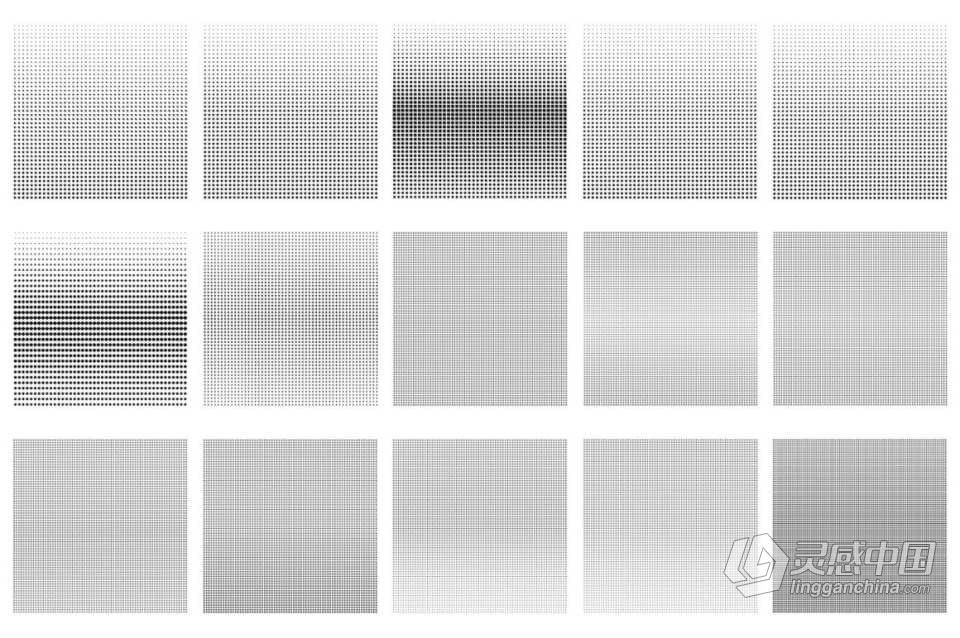 【PS笔刷】60款半色调效果PS笔刷 halftone photoshop brushes  灵感中国网 www.lingganchina.com