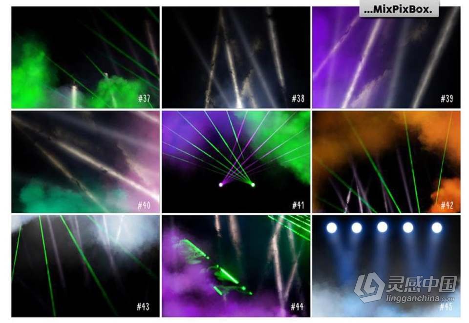 49张动感活泼舞台灯光射线照片后期叠加合成素材 Stage Lights Overlays  灵感中国网 www.lingganchina.com