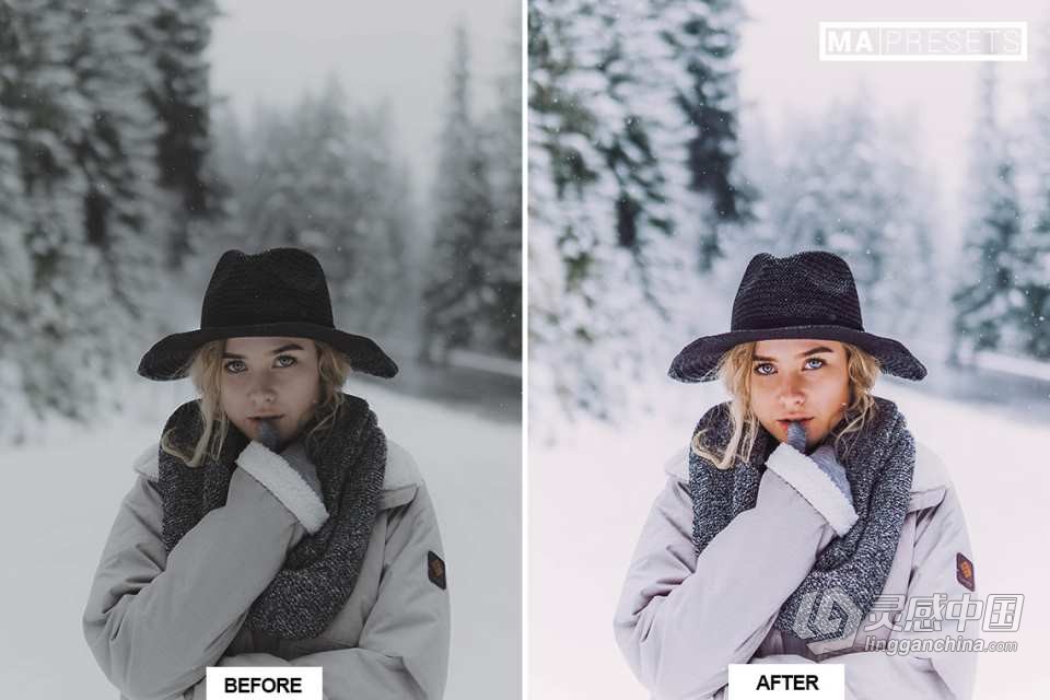 10个冬季通透人像调色Lightroom预设 WINTER SNOW Lightroom Presets  灵感中国网 www.lingganchina.com