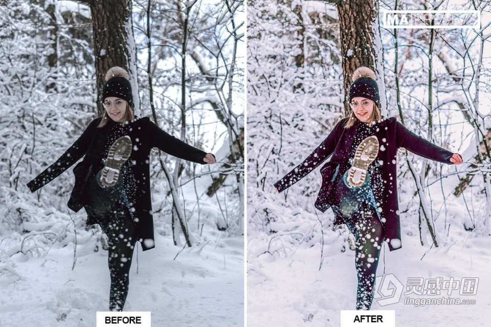 10个冬季通透人像调色Lightroom预设 WINTER SNOW Lightroom Presets  灵感中国网 www.lingganchina.com