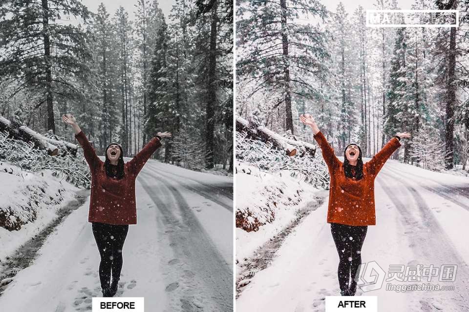 10个冬季通透人像调色Lightroom预设 WINTER SNOW Lightroom Presets  灵感中国网 www.lingganchina.com