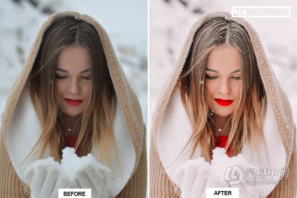 10个冬季通透人像调色Lightroom预设 WINTER SNOW Lightroom Presets  灵感中国网 www.lingganchina.com