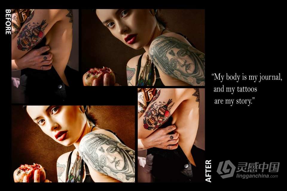 纹身艺术人像摄影后期调色Lightroom预设 Tattoo Art Lightroom Presets  灵感中国网 www.lingganchina.com