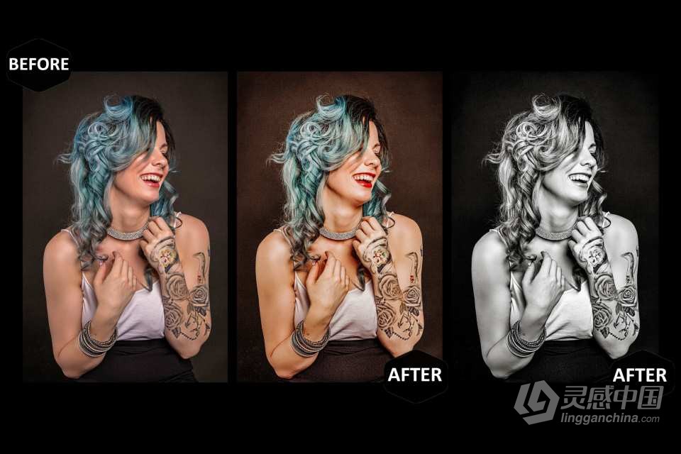 纹身艺术人像摄影后期调色Lightroom预设 Tattoo Art Lightroom Presets  灵感中国网 www.lingganchina.com