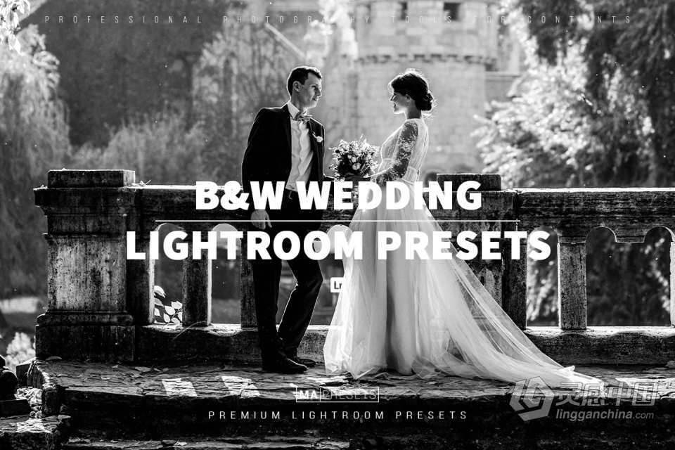 经典黑白婚礼人像lLightroom预设 Black White Wedding Lightroo Presets  灵感中国网 www.lingganchina.com