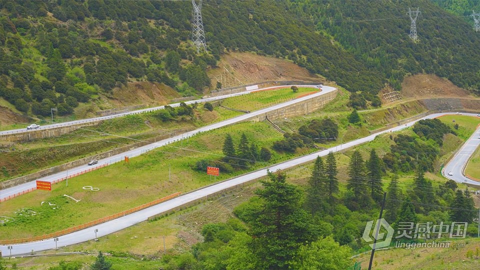 实拍视频素材-318川藏线天路十八弯公路实拍视频素材  灵感中国网 www.lingganchina.com