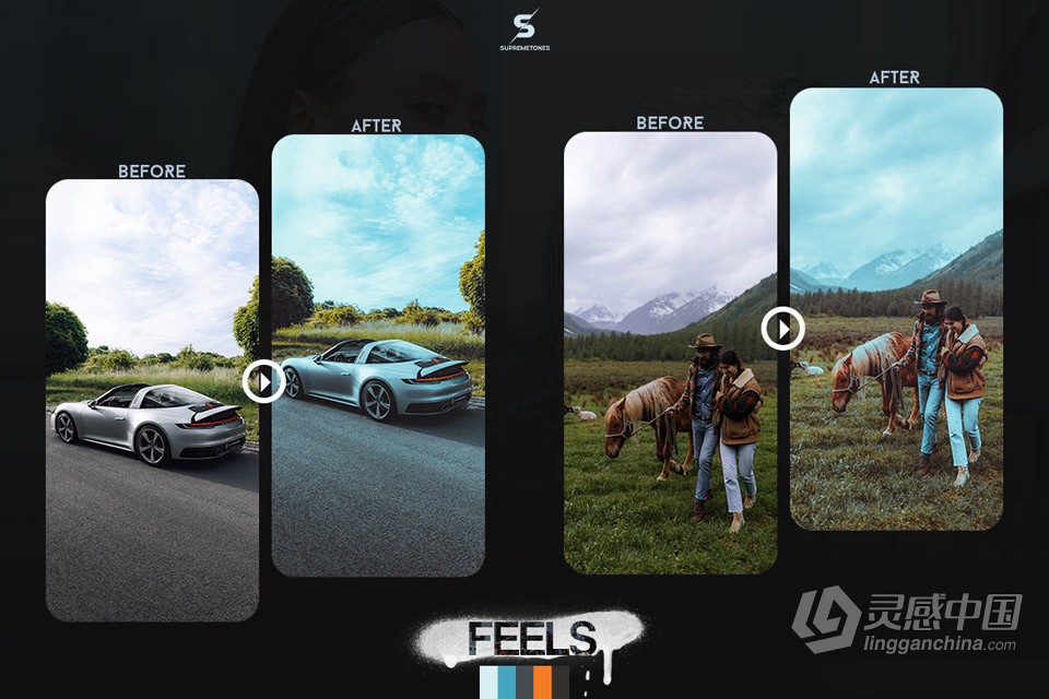 高端清新灰度电影人像颜色分级Lightroom预设 Feels Lightroom Presets  灵感中国网 www.lingganchina.com