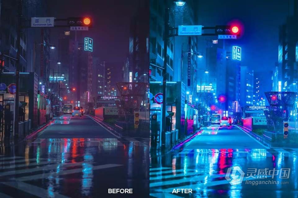 赛博朋克城市风光调色Lightroom预设 Cyberpunk Lightroom Presets  灵感中国网 www.lingganchina.com