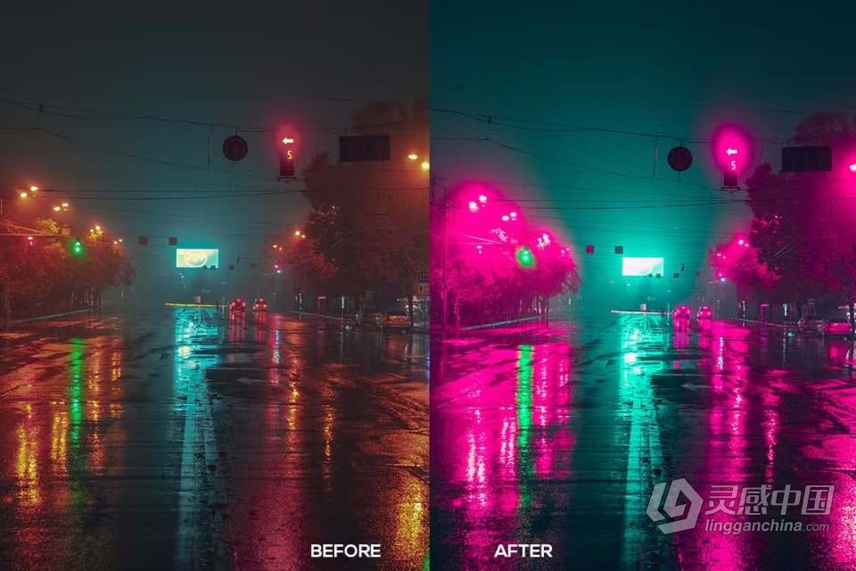 赛博朋克城市风光调色Lightroom预设 Cyberpunk Lightroom Presets  灵感中国网 www.lingganchina.com