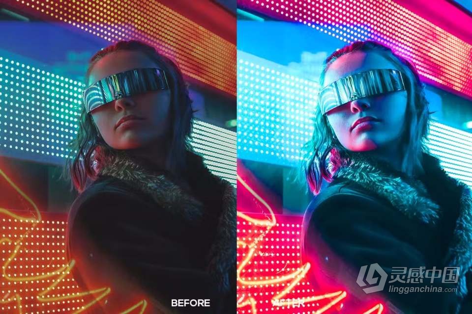 赛博朋克城市风光调色Lightroom预设 Cyberpunk Lightroom Presets  灵感中国网 www.lingganchina.com