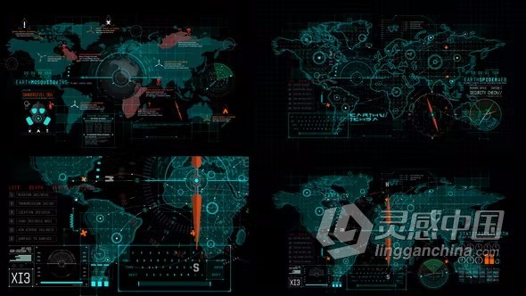 AE模板-HUD UI Earth高科技信息图表用户界面地球效果AE模板下载  灵感中国网 www.lingganchina.com