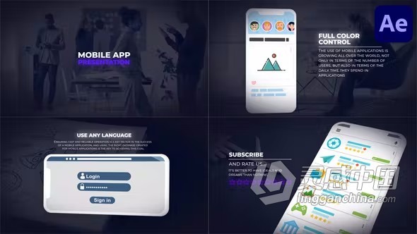 AE模板-Mobile App Presentation移动应用程序演示宣传视频AE模板下载  灵感中国网 www.lingganchina.com