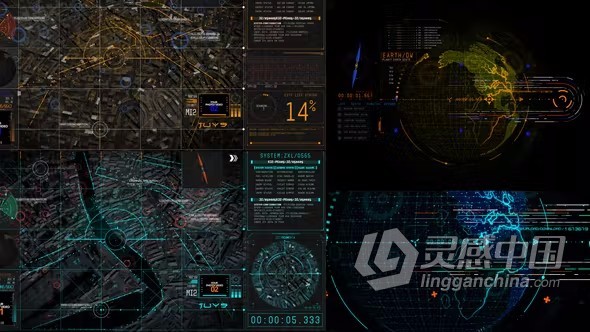 AE模板-HUD UI Earth信息图表科技地球地形动画视频AE模板下载  灵感中国网 www.lingganchina.com