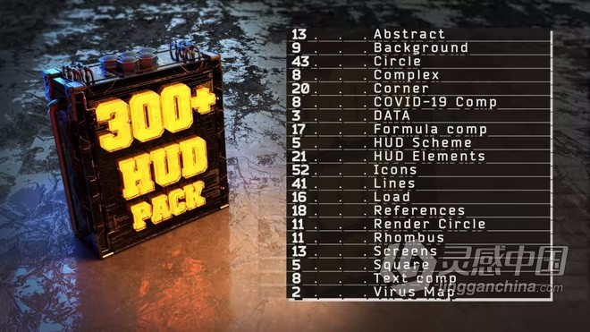 AE模板-300 HUD Element Pack 高科技感界面图形动画元素AE模板下载  灵感中国网 www.lingganchina.com