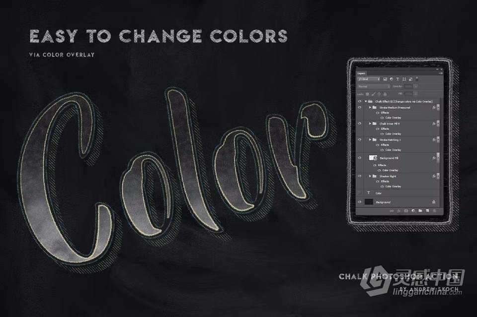 PS动作-手写板书粉笔字手绘效果Photoshop动作 Chalk Lettering – Photoshop Action  灵感中国网 www.lingganchina.com