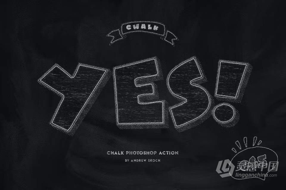 PS动作-手写板书粉笔字手绘效果Photoshop动作 Chalk Lettering – Photoshop Action  灵感中国网 www.lingganchina.com