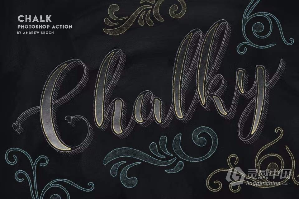 PS动作-手写板书粉笔字手绘效果Photoshop动作 Chalk Lettering – Photoshop Action  灵感中国网 www.lingganchina.com