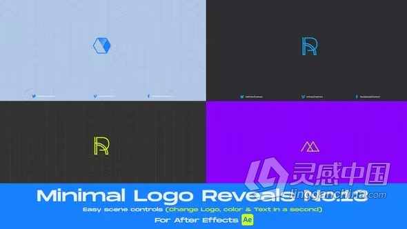 AE模板-抽象线条标志视频课程LOGO社交媒体广告介绍结尾动画AE模板下载  灵感中国网 www.lingganchina.com