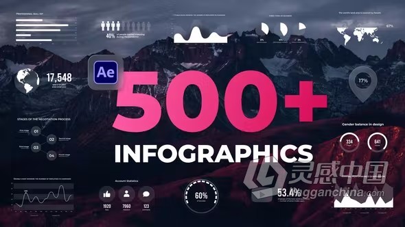 AE模板-Infographics 500种信息图表动画AE模板下载  灵感中国网 www.lingganchina.com