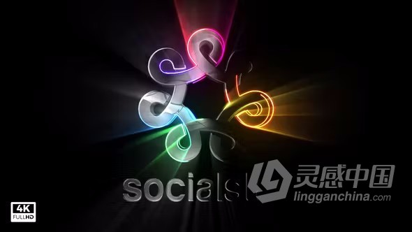 AE模板-多彩光效标志Light Logo Reveal AE模板下载  灵感中国网 www.lingganchina.com