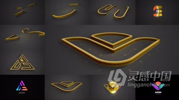 AE模板-动感3D描边标志LOGO动画AE模板下载  灵感中国网 www.lingganchina.com