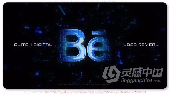 AE模板-数字故障未来科技LOGO动画视频片头AE模板下载  灵感中国网 www.lingganchina.com