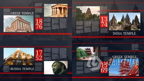 AE模板-摄影作品历史文物建筑图像排版介绍幻灯片AE模板下载  灵感中国网 www.lingganchina.com
