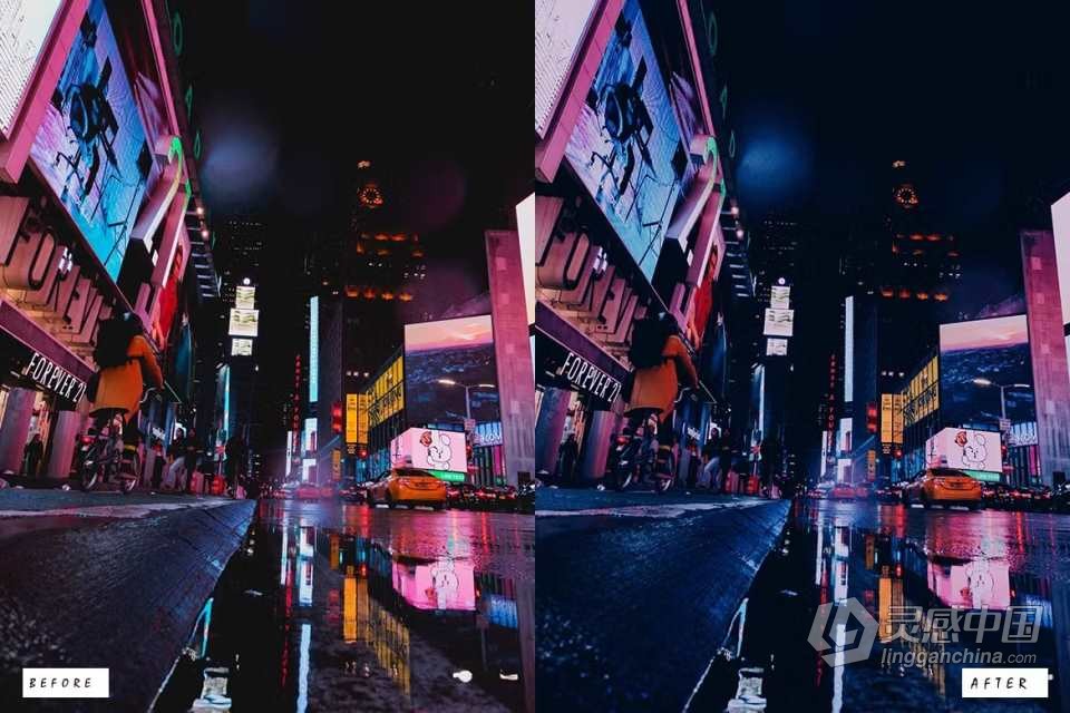 30个霓虹灯夜景人像调色Lightroom预设 Neon Lights Lightroom Presets  灵感中国网 www.lingganchina.com