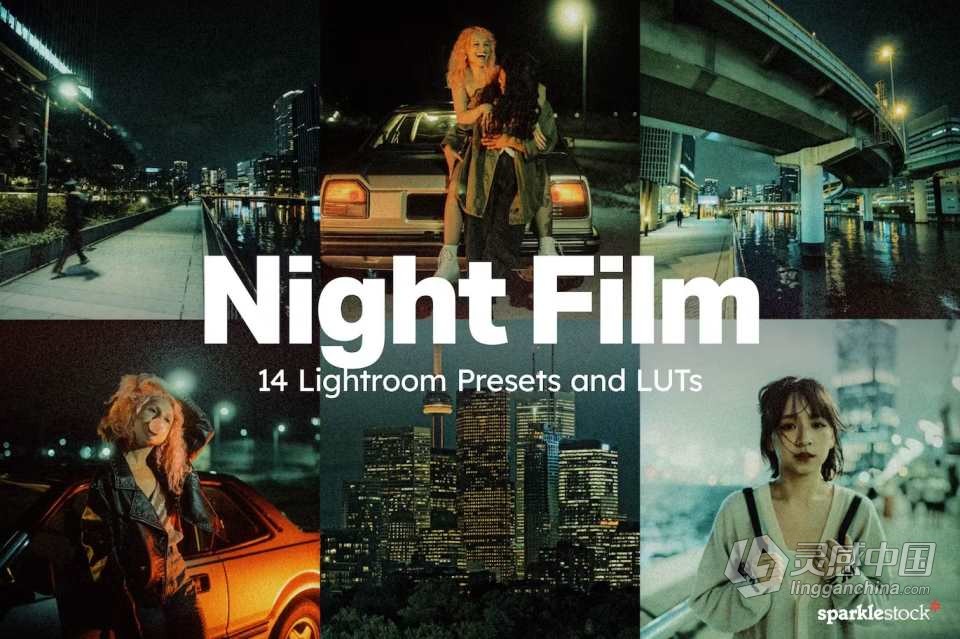 14个夜间电影大片调色LR预设及LUT预设 14 Night Film Presets LUTs  灵感中国网 www.lingganchina.com